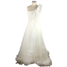 MANUEL MOTA PRONOVIAS Wedding Dress One Shoulder Tulle Flowers Gown