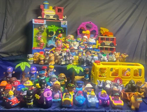 HUGE LOT 101 Fisher-Price Mattel NO DUPES Rare Little People Vintage Vehicles ++