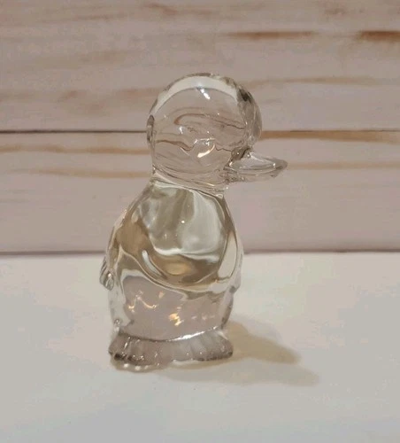 Fenton Glass Duck Duckling Figurine Paperweight Clear Art Glass 3.5"