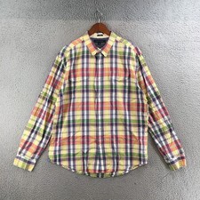 Tommy Hilfiger Custom Fit Button Down Shirt Mens XL Multicolor Plaid Long Sleeve