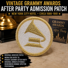 Vintage Grammy Awards After Party Admission Patch Gramophone Music Memorabilia 