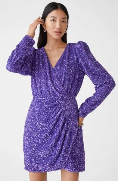 Women & Other Stories Dress Silver Polyester 34 /