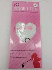 Finger Ten Women's Golf Glove Size Med LH Pink & White All Weather Moisture Cont