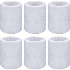 Wrist Sweatbands, Sports Sweatbands for Competition, Sweat Absorbent, White