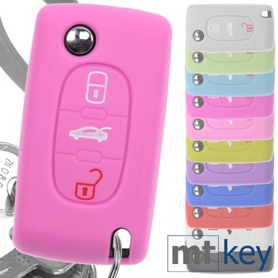 Auto Schlüssel Hülle ROSA für Peugeot 307 308 I 407 Expert RCZ CITROEN C4 C5 III