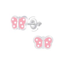Silver Butterfly Screw Back Earrings
