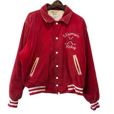 Vintage West Wind Wisconsin Hockey Corduroy Varsity Jacket Red Mens XL USA Made
