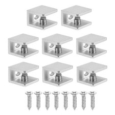 8 Pcs Adjustable Frameless Glass Shelf Bracket, Shower Glass Clamp Clips, Silver
