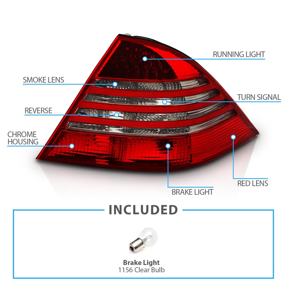 00-06 适用于梅赛德斯-奔驰 W220 S 级 S430 S500 S600 S550 红色烟尾灯 — 第 4/4 张图片