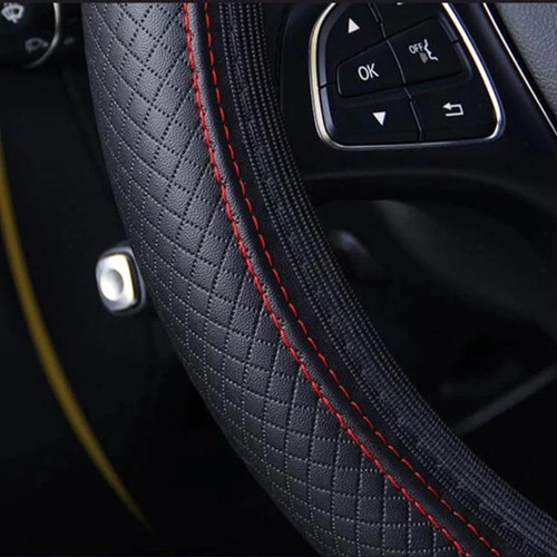 Leather Car Steering Wheel Cover Anti-Slip Universal Protector 37/38cm 15inch UK