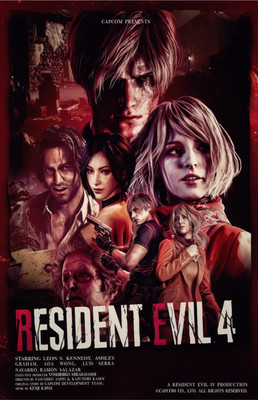 Resident Evil 4 Remake Poster 11x17 Leon Kennedy Ada Wong Ashley Graham 2023