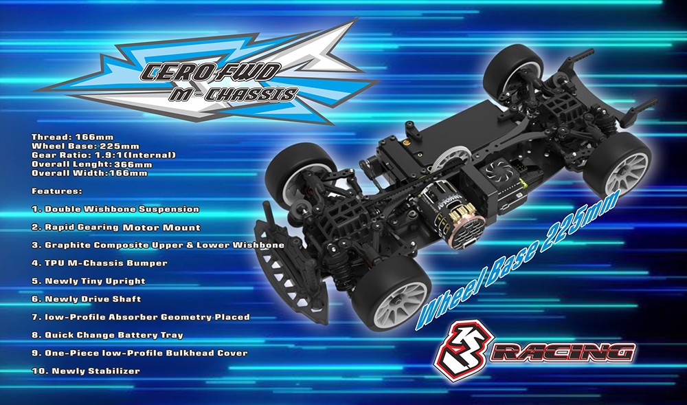 3レーシング　CERO FWD MINI KIT-CERO SPORT M-FWD Cero FWD Sport Mini Car Wheelbase 225mm