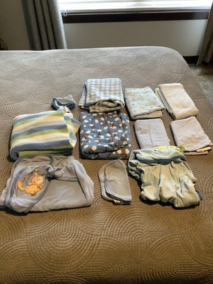 Lot of 11 Baby Boy Blankets Carter s Gerber Child of Mine Lovey Towel Mixed lot