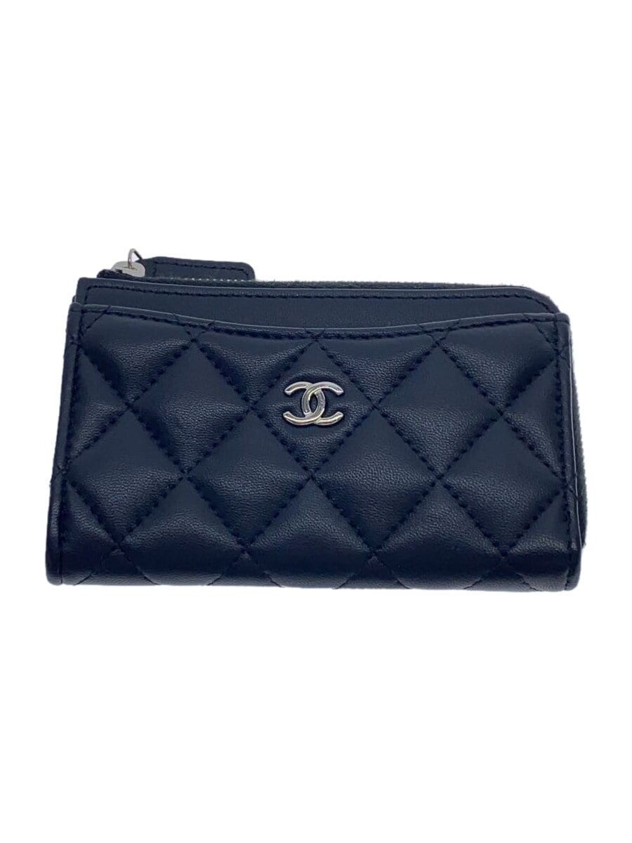 CHANEL Matelassé Black Silver CC Card Holder AP3179 Pre-Owned