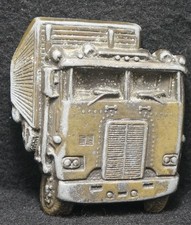 WK21117 VINTAGE 1970s CUT-OUT  SEMI-TRUCK 18-WHEELER  TRUCKING ART BELT BUCKLE