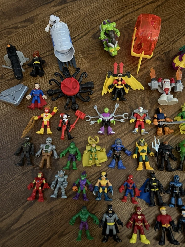 Fisher Price Imaginext Batman DC/Marvel Super Friends Figures & Vehicle Toy Lot - Image 2 of 4