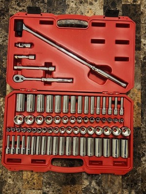  TEKTON 3/8 Inch Drive Shallow and Deep 6-Point Socket and Ratchet Set with Case