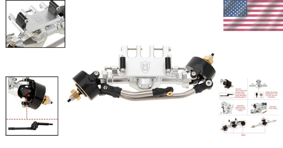 Front Axle +5mm Widened for Axial Deadbolt C10 JLU Gladiator - Image 2 of 4