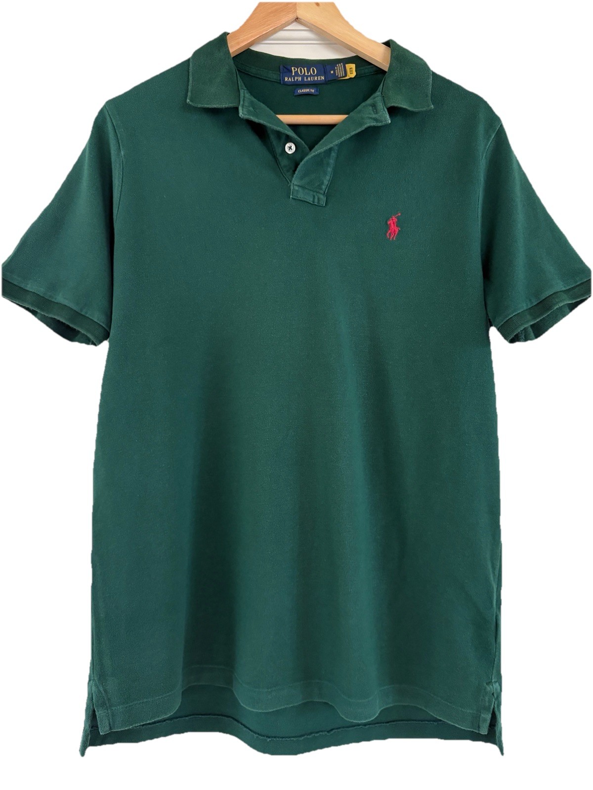 Polo Ralph Lauren Camicia Uomo Piqué Polo Tg Media Verde Rosso Pony Logo Corta Slv