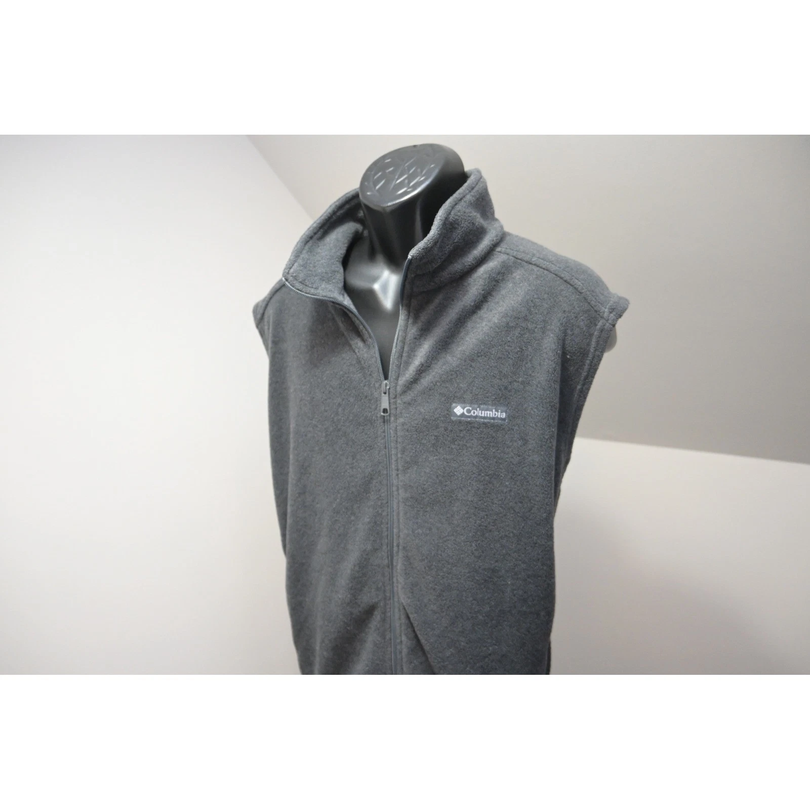 Columbia Fleece Vest Jacket Mens XL Charcoal Gray Full Zip Camp Hiking EUC