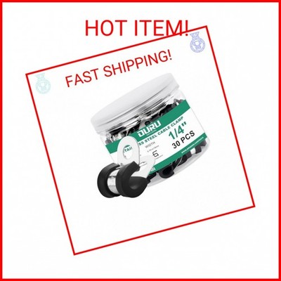 30pcs 1/4 Inch Stainless Steel Cable Clamps,Rubber Coated Cushioned Insulated Ca