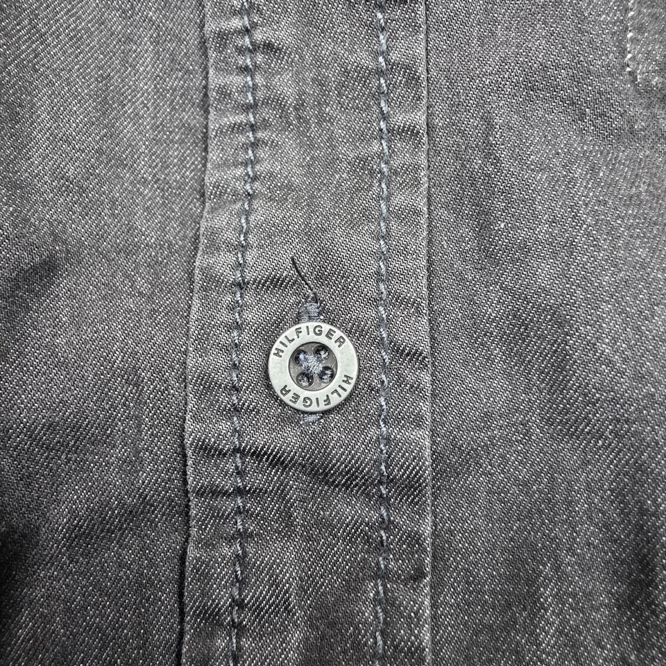 Camisa Tommy Hilfiger Niños Negra Denim Abotonada con Pajarita Extraíble Talla 6 Nueva con Etiquetas Foto 3 de 4