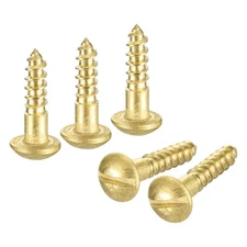 Wood Screws M2.5 x 10mm Slotted Round Head Brass Self-Tapping Screw 25 Pcs