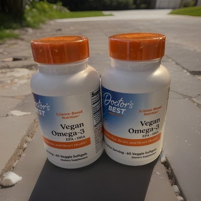 2 PK Doctor's Best Vegan Omega-3 60x 2 (120) Veggie Softgels 2000 Mg Brain Heart