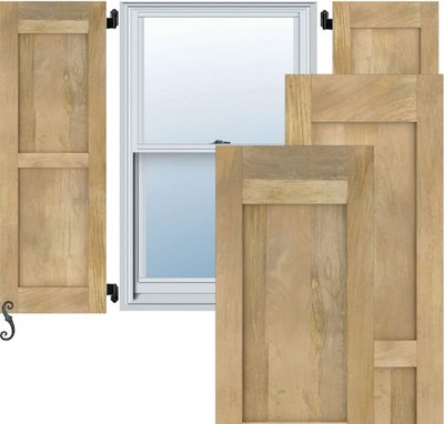 Hawaiian Mango Wood Exterior Shutters - Eco-Friendly, Durable - 2 Equal Flat