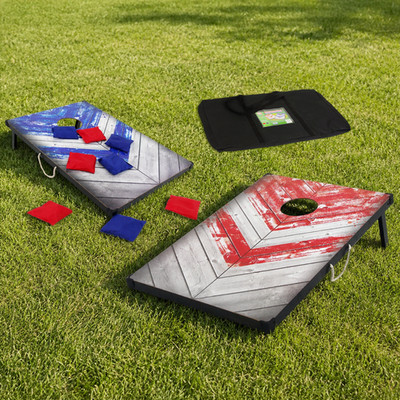 KandyToys Holz Sitzsack werfen Garten Spiele Cornhole Spiel 2 Spieler Set