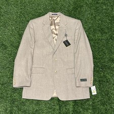 Lauren Ralph Lauren Blazer Men s 42L Silk Wool Herringbone Suit Jacket Tan NWT