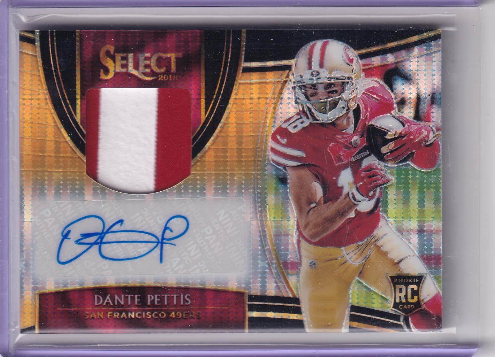 Dante Pettis Panini Select Rookie Signature Memorabilia Prizm #RMDP Neon Orange Pulsar