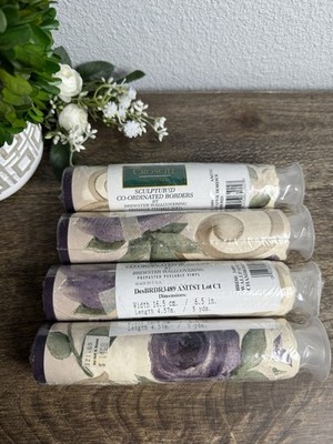 Vintage Croscill Wallpaper Border Lot Floral Amethyst Tuscan Cottagecore NOS