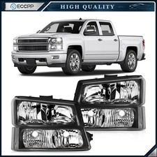 Pair Kit Headlights For 2003-2007 Chevy Silve...