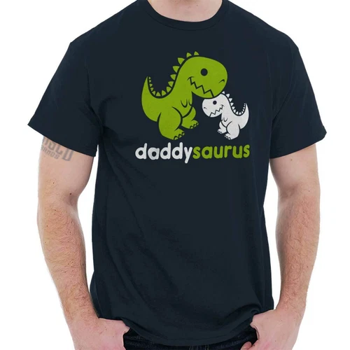 Father's Day Daddysaurus Dad Dinosaur Pun Mens Casual Crewneck T Shirts Tees