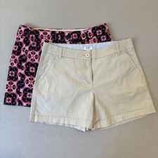  2 Pair Crown  Ivy Size 6 CAROLINE BLUE  Pink/TAN Patterned Shorts EXCELLENT