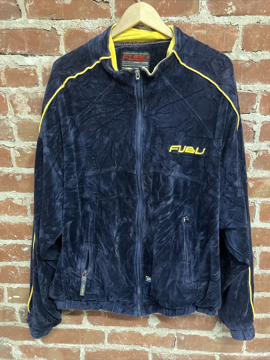 Vintage FUBU Velour Track Jacket 2XL Mens Blue Gold Full Zip Vintage FUBU Velour Track Jacket 2XL Mens Blue Gold Full Zip