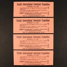 Pacific International Livestock Exposition Oregon Oct. 1976 Tickets Sequential