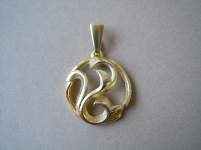 Anhänger Sphinx Rund Abstrakt Goldton 4,7 g/3,3 x 2,2 cm