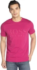 NWT Authentic BOSS HUGO BOSS Fuchsia Stretch Cotton Logo T-shirt Sz L