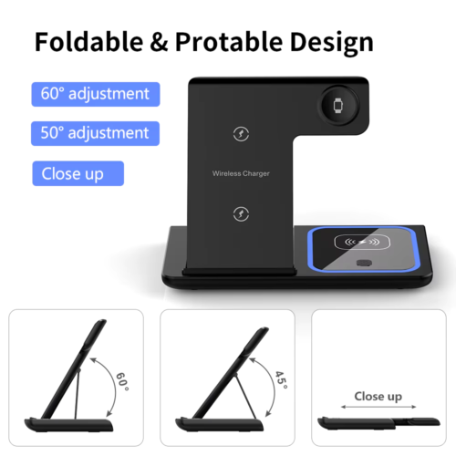 30W 3-in-1 Kabellose Ladestation für Handys, Uhren & Kopfhörer Wireless Charging - Bild 6 von 8