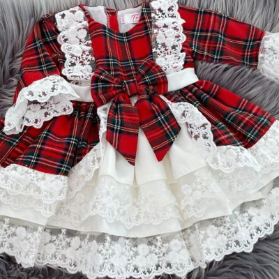 strapless open back dress Girl Christmas Dress Girl Communion Dress Baby Girl Red Formal Puff Sleeve Large Skirt Dress, Wine Red / 9-10 Years (150cm)