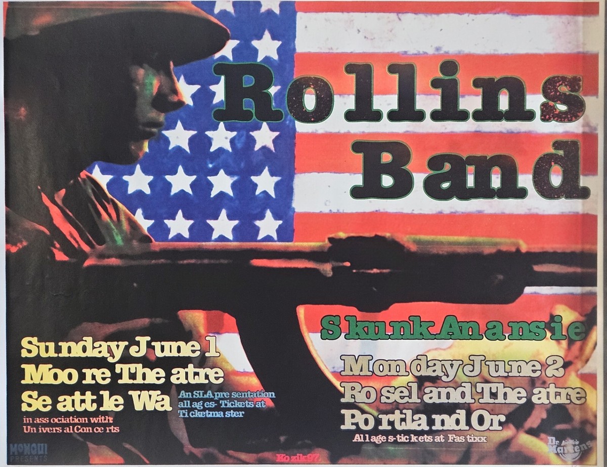 FRANK KOZIK SIGNED #'d POSTER ~ Rollins Band 1997 Tour Seattle, WA