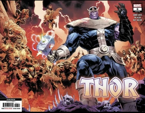 THOR 6 2ND PRINT NM WRAPAROUND COVER - THANOS BLACK STONE GAUNTLET -Combine Ship