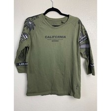 Only & Sons 3/4 Sleeve Shirt Olive Green Women Medium Cotton Outdoor Camping