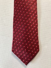 Savile Row Men's Necktie Tie Silk Red Geometric White Diamonds Made in USA