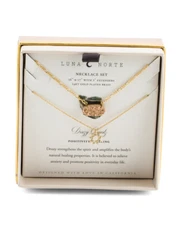 Luna Norte double Layer Necklaces DRUZY QUARTZ PENDANT SUN CHARM Gold plate 