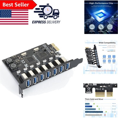 High-Speed PCIe USB 3.0 Hub 7 Ports - Fast Transfer & Independent Power Supply