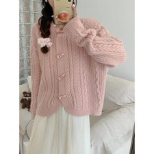 Autumn Women's Knitted Cardigan Loose Solid Color Gentle Sweater Jacket Tops