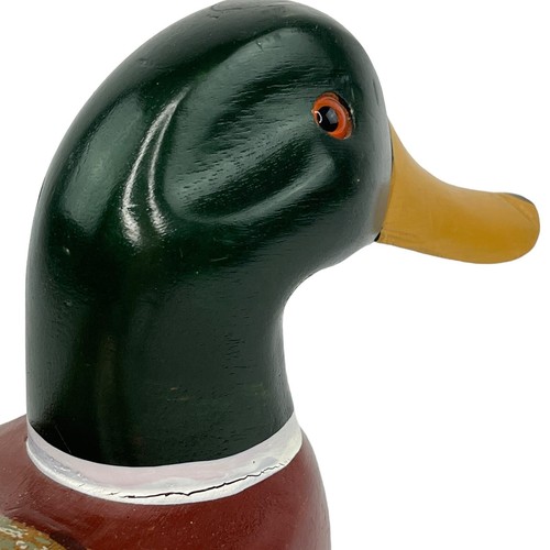 Vintage Emson Wooden Duck Decoy Mallard Drake Glassy Eyes Original 14” Taiwan - Imagen 11 de 21
